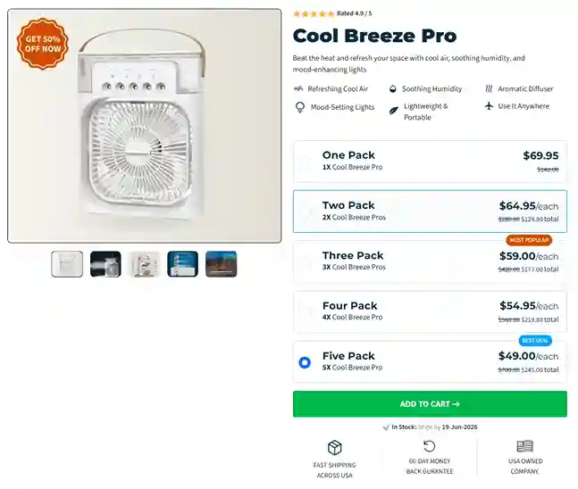 Cool Breeze Pro price